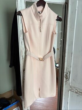 Tommy Hilfiger Sleeveless Belted Mini Dress in Light Pink with Zip Front